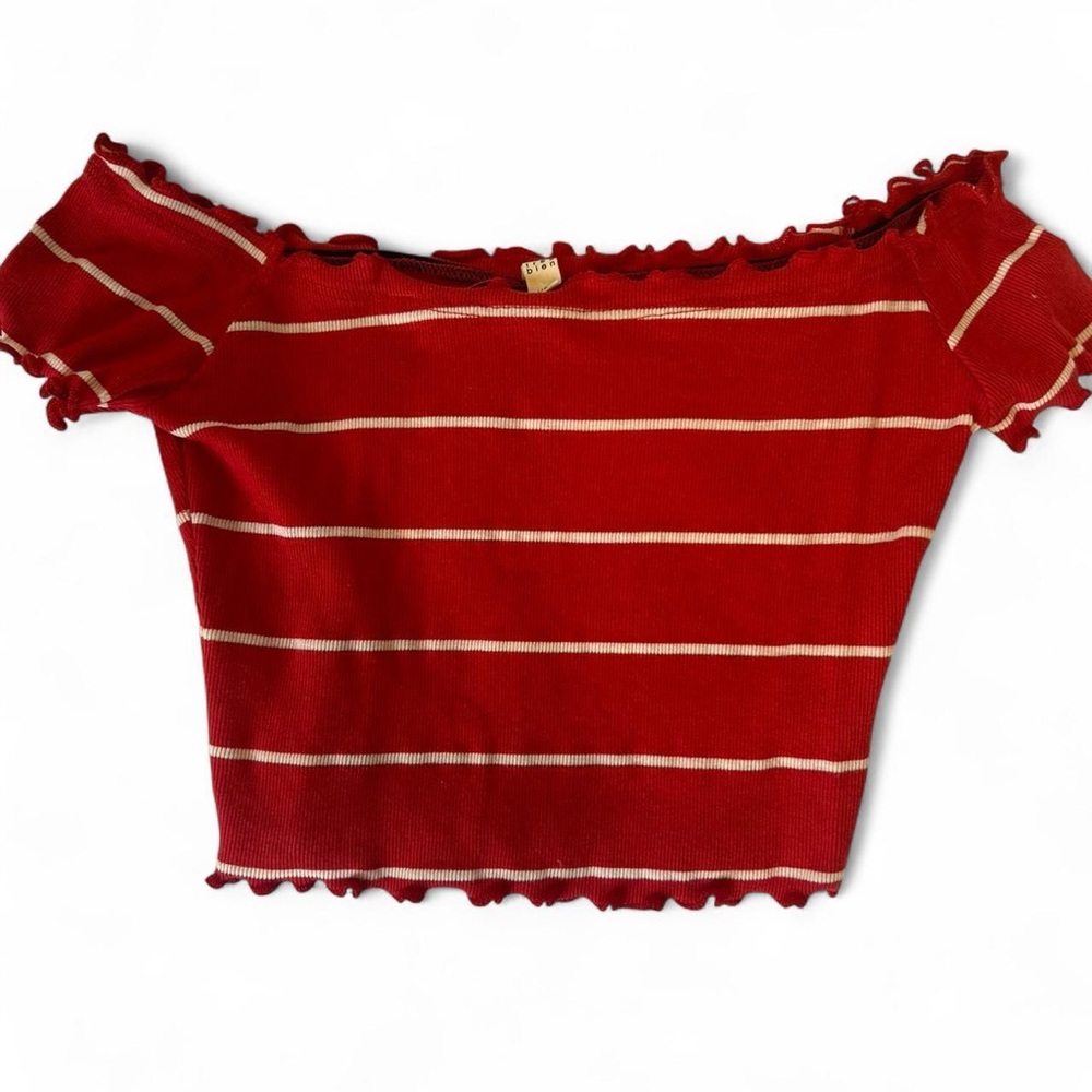 Red Striped Off-Shoulder Top